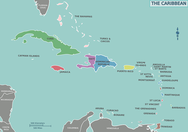 Western Caribbean Islands Map